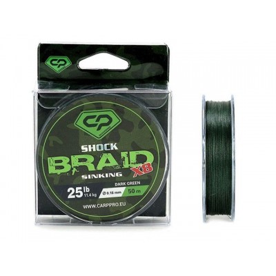 Шок-лидер Carp Pro Diamond Shock Braid PE X8 0.16мм 25м Dark Green